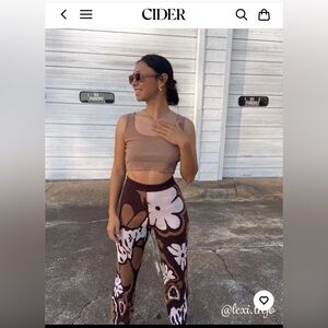 Cider Brown and White Floral All Over Knit Trousers